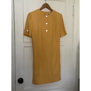 Valentino Orange Shift Dress Vintage 90s Size IT 38 US 4 Miss V Button Up Italy